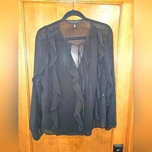 WHBM Elegant Black Sheer Women's Blouse